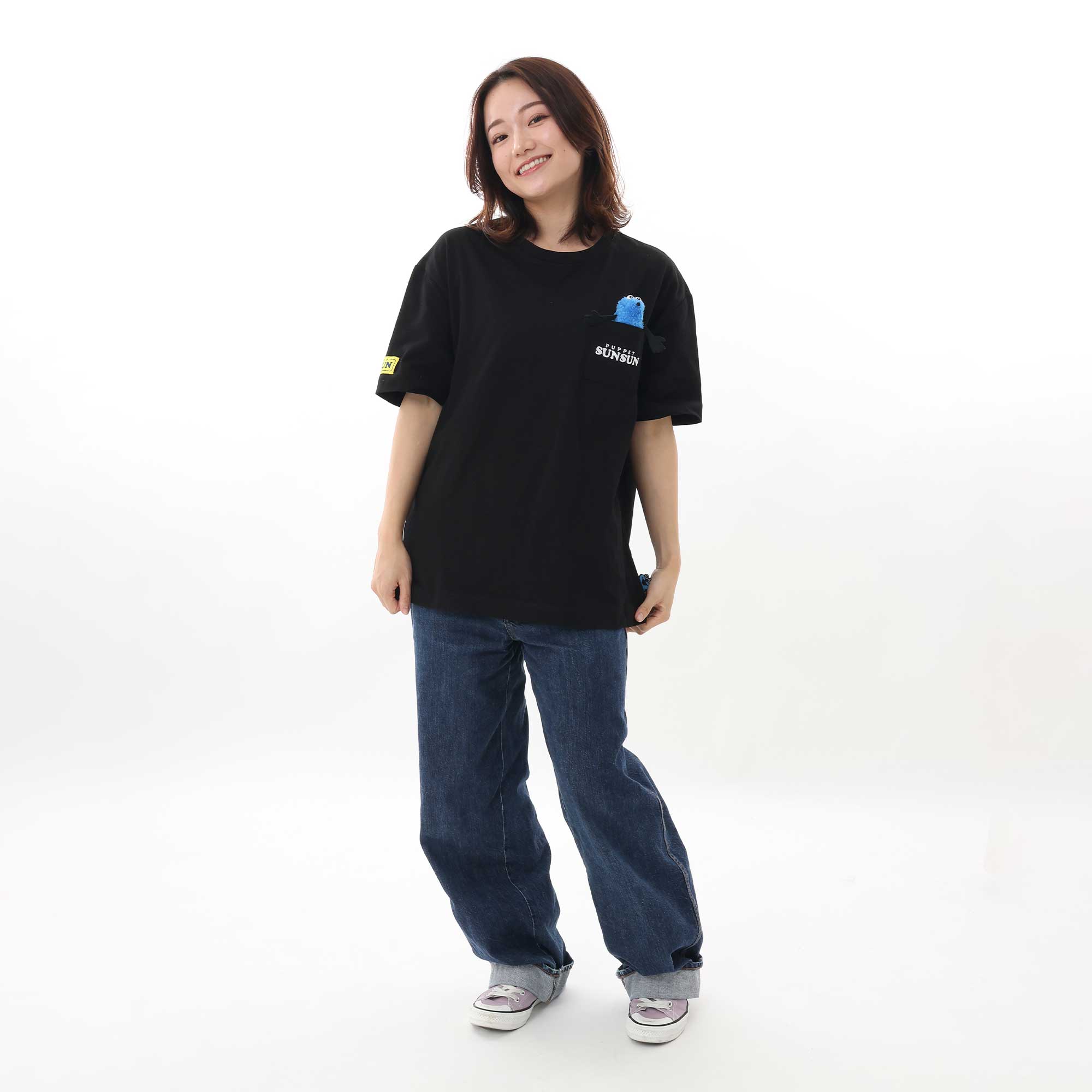 パペットスンスン スンスンと一緒Tシャツ ブラック